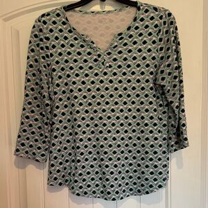 Kim Rogers Geometric Mint Green Shirt